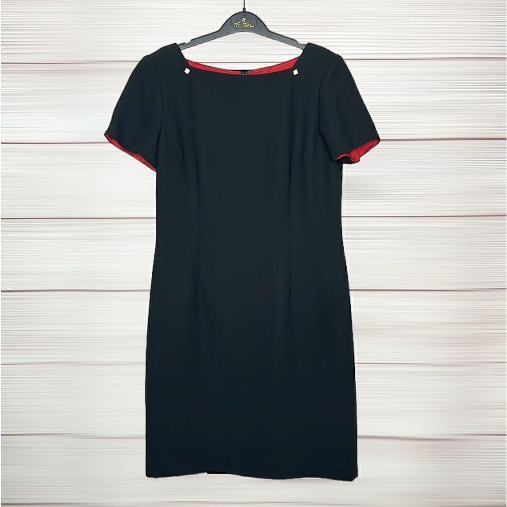 NEW Vintage TALBOTS Sheath Black Little Dress Square Neck Short Sleeve 10 Petite